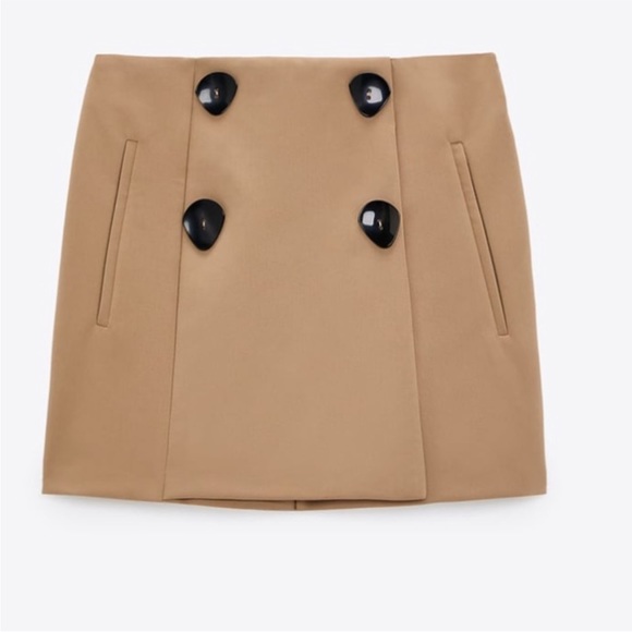 ZARA tan large double button skort size XS - Picture 6 of 8